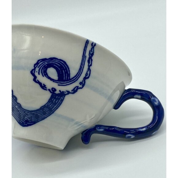 Anthropologie Nautical FROM THE DEEP Octopus Oversized Cup & Saucer Set 12 oz - Picture 5 of 8